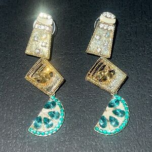 Elegant Gold and Teal Drop Earrings
